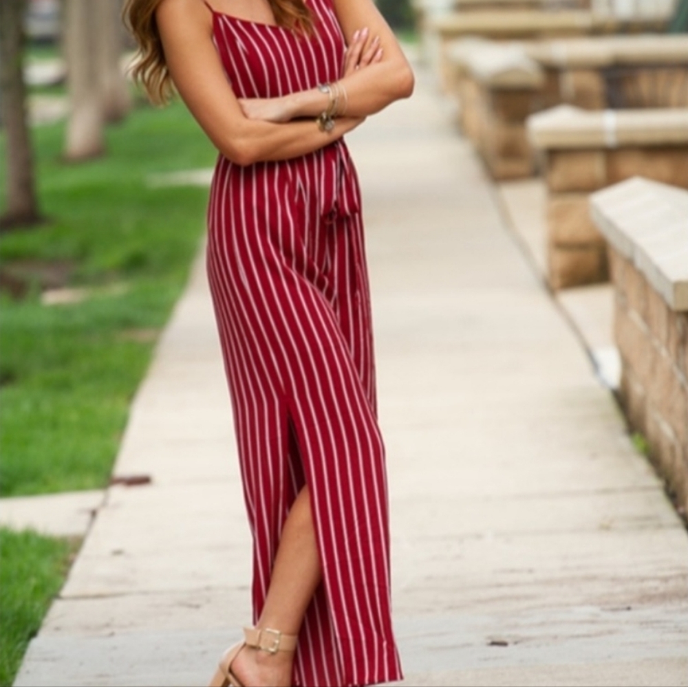 Monteau Red Stripped Jumpsuit